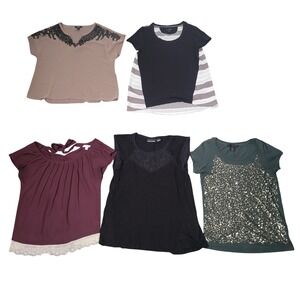 Mixed Brands Size S/4 Tops Bundle Women Lace Sequin Blouse Tee Lot of 5